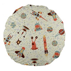 Seamless-background-with-spaceships-stars Large 18  Premium Flano Round Cushions by nate14shop