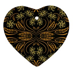 Folk flowers print Floral pattern Ethnic art Heart Ornament (Two Sides)