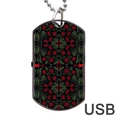 Folk Flowers Print Floral Pattern Ethnic Art Dog Tag Usb Flash (one Side) by Eskimos