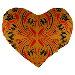 Folk Flowers Print Floral Pattern Ethnic Art Large 19  Premium Heart Shape Cushions by Eskimos