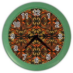 Folk Flowers Print Floral Pattern Ethnic Art Color Wall Clock by Eskimos