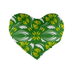 Folk Flowers Print Floral Pattern Ethnic Art Standard 16  Premium Flano Heart Shape Cushions by Eskimos