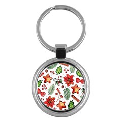 Pngtree-watercolor-christmas-pattern-background Key Chain (round) by nate14shop