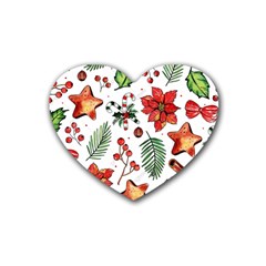 Pngtree-watercolor-christmas-pattern-background Rubber Heart Coaster (4 Pack) by nate14shop