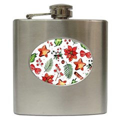Pngtree-watercolor-christmas-pattern-background Hip Flask (6 Oz)