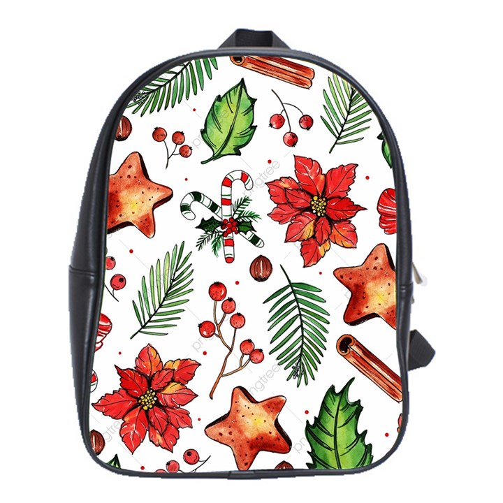 Pngtree-watercolor-christmas-pattern-background School Bag (Large)