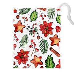 Pngtree-watercolor-christmas-pattern-background Drawstring Pouch (4xl) by nate14shop