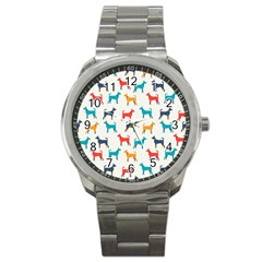 Animal-seamless-vector-pattern-of-dog-kannaa Sport Metal Watch by nate14shop