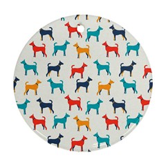 Animal-seamless-vector-pattern-of-dog-kannaa Round Ornament (two Sides) by nate14shop