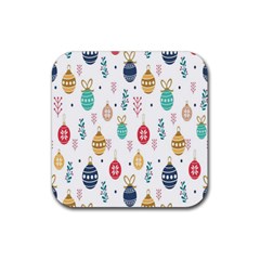 Seamless-pattern-cute-christmas-balls-shariki-igrushki-rozhd Rubber Coaster (Square)