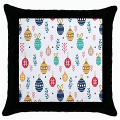 Seamless-pattern-cute-christmas-balls-shariki-igrushki-rozhd Throw Pillow Case (Black)