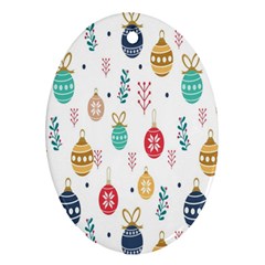 Seamless-pattern-cute-christmas-balls-shariki-igrushki-rozhd Oval Ornament (Two Sides)