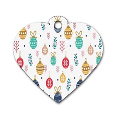 Seamless-pattern-cute-christmas-balls-shariki-igrushki-rozhd Dog Tag Heart (Two Sides)