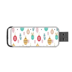 Seamless-pattern-cute-christmas-balls-shariki-igrushki-rozhd Portable USB Flash (One Side)