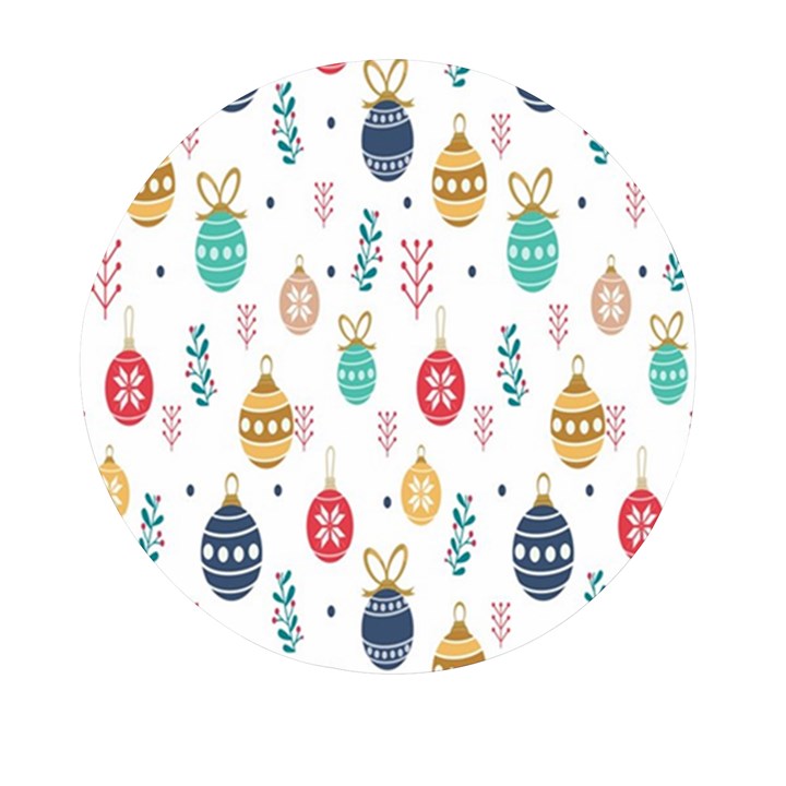 Seamless-pattern-cute-christmas-balls-shariki-igrushki-rozhd Mini Round Pill Box