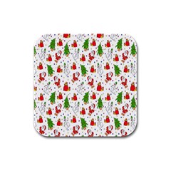 Hd-wallpaper-christmas-pattern-pattern-christmas-trees-santa-vector Rubber Square Coaster (4 Pack) by nate14shop