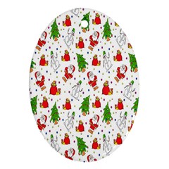 Hd-wallpaper-christmas-pattern-pattern-christmas-trees-santa-vector Oval Ornament (two Sides) by nate14shop