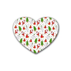 Hd-wallpaper-christmas-pattern-pattern-christmas-trees-santa-vector Rubber Heart Coaster (4 Pack) by nate14shop