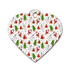 Hd-wallpaper-christmas-pattern-pattern-christmas-trees-santa-vector Dog Tag Heart (one Side) by nate14shop