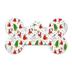 Hd-wallpaper-christmas-pattern-pattern-christmas-trees-santa-vector Dog Tag Bone (two Sides) by nate14shop