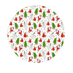 Hd-wallpaper-christmas-pattern-pattern-christmas-trees-santa-vector Mini Round Pill Box by nate14shop