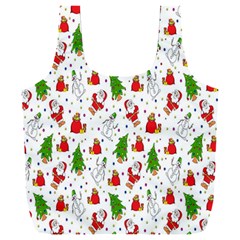 Hd-wallpaper-christmas-pattern-pattern-christmas-trees-santa-vector Full Print Recycle Bag (xxxl) by nate14shop