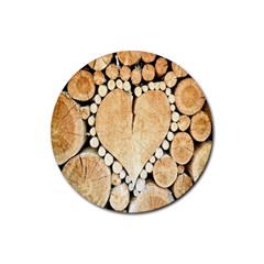 Wooden Heart Rubber Coaster (round)