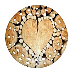 Wooden Heart Round Filigree Ornament (Two Sides)