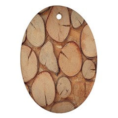 Wood-logs Oval Ornament (Two Sides)