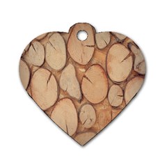 Wood-logs Dog Tag Heart (Two Sides)