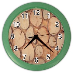 Wood-logs Color Wall Clock