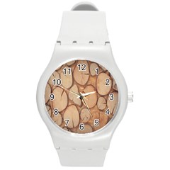 Wood-logs Round Plastic Sport Watch (M)