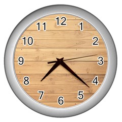 Wood-panel Wall Clock (silver) by nate14shop