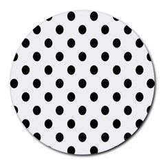 Black-and-white-polka-dot-pattern-background-free-vector Round Mousepads by nate14shop