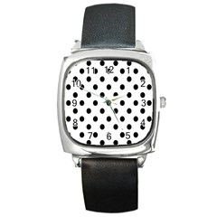 Black-and-white-polka-dot-pattern-background-free-vector Square Metal Watch by nate14shop