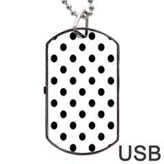 Black-and-white-polka-dot-pattern-background-free-vector Dog Tag Usb Flash (two Sides) by nate14shop