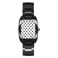 Black-and-white-polka-dot-pattern-background-free-vector Stainless Steel Barrel Watch by nate14shop