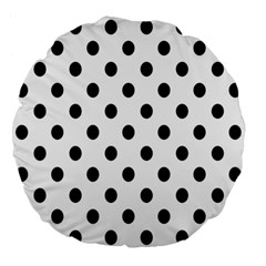 Black-and-white-polka-dot-pattern-background-free-vector Large 18  Premium Flano Round Cushions by nate14shop