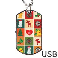 Christmas-pattern Dog Tag Usb Flash (one Side) by nate14shop