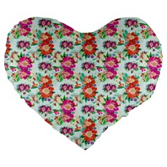 Floral Large 19  Premium Heart Shape Cushions by nate14shop