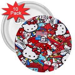 Hello-kitty-003 3  Buttons (10 pack) 