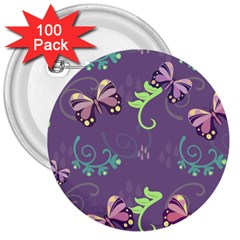 Background-butterfly Purple 3  Buttons (100 Pack) 