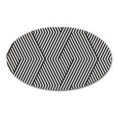 Vector-geometric-lines-pattern-simple-monochrome-texture-with-diagonal-stripes-lines-chevron-zigzag- Oval Magnet by nate14shop