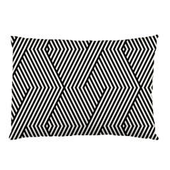 Vector-geometric-lines-pattern-simple-monochrome-texture-with-diagonal-stripes-lines-chevron-zigzag- Pillow Case by nate14shop