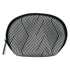 Vector-geometric-lines-pattern-simple-monochrome-texture-with-diagonal-stripes-lines-chevron-zigzag- Accessory Pouch (medium) by nate14shop