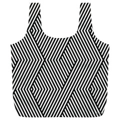 Vector-geometric-lines-pattern-simple-monochrome-texture-with-diagonal-stripes-lines-chevron-zigzag- Full Print Recycle Bag (xl) by nate14shop