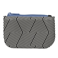 Vector-geometric-lines-pattern-simple-monochrome-texture-with-diagonal-stripes-lines-chevron-zigzag- Large Coin Purse by nate14shop