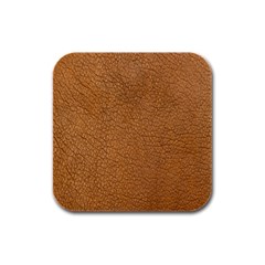 Leather Brown  Rubber Square Coaster (4 Pack) by artworkshop