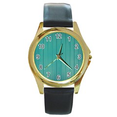 Green Surface  Round Gold Metal Watch