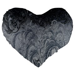 Ice Frost Crystals Large 19  Premium Flano Heart Shape Cushions